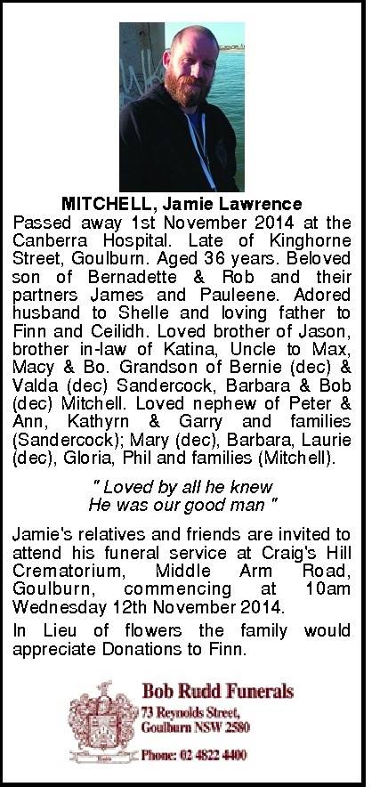 Obituary, Jamie Mitchell