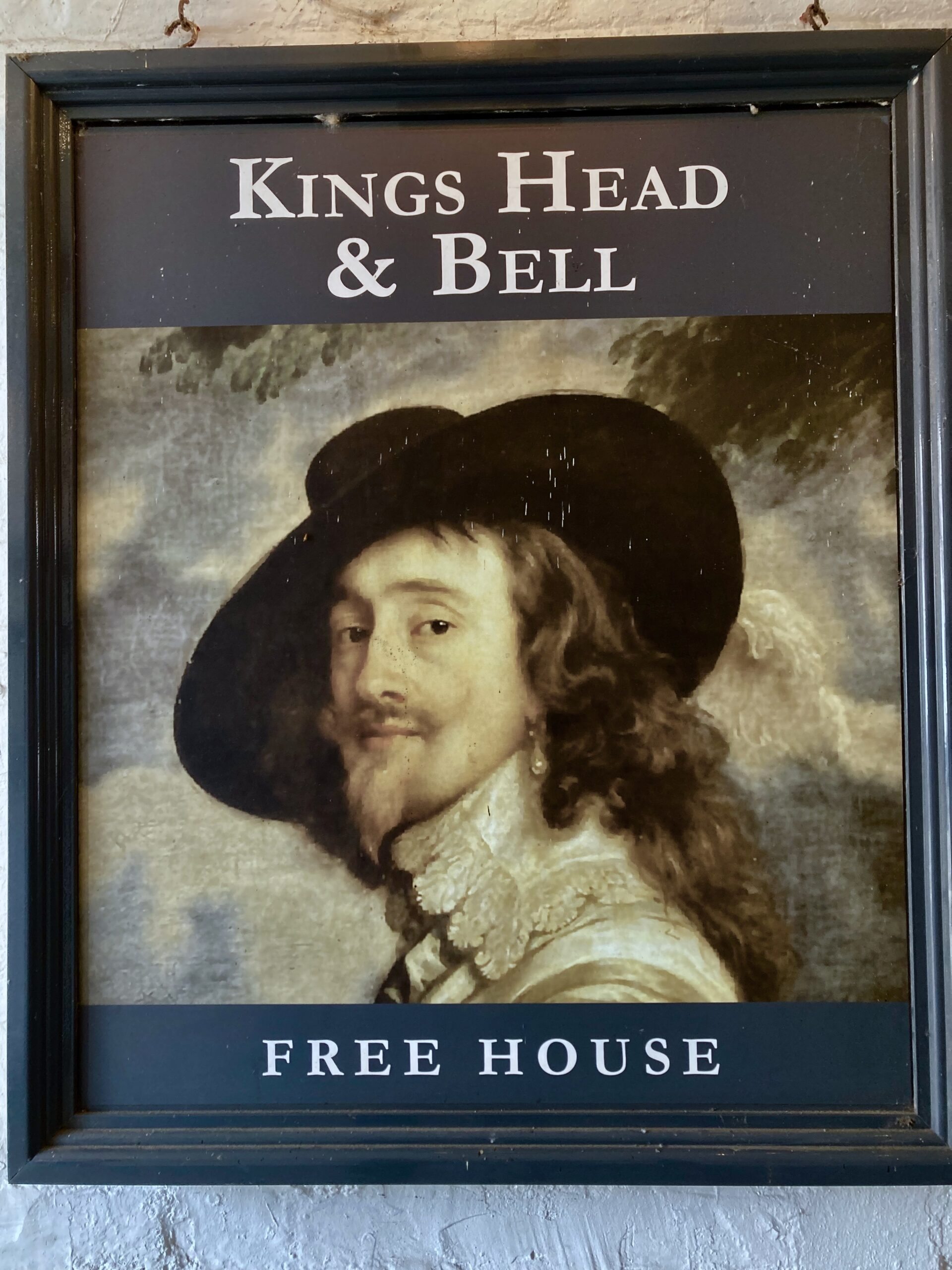 Sign for the King's Head and Bell, with a portrait of King Charles I