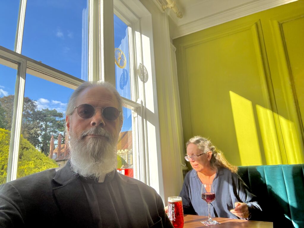 AKMA and Margaret in the back room at the newly refurbished Old Anchor Inn on re-opening day